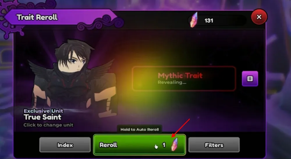 Procedura di reroll dei trait in Anime Expeditions