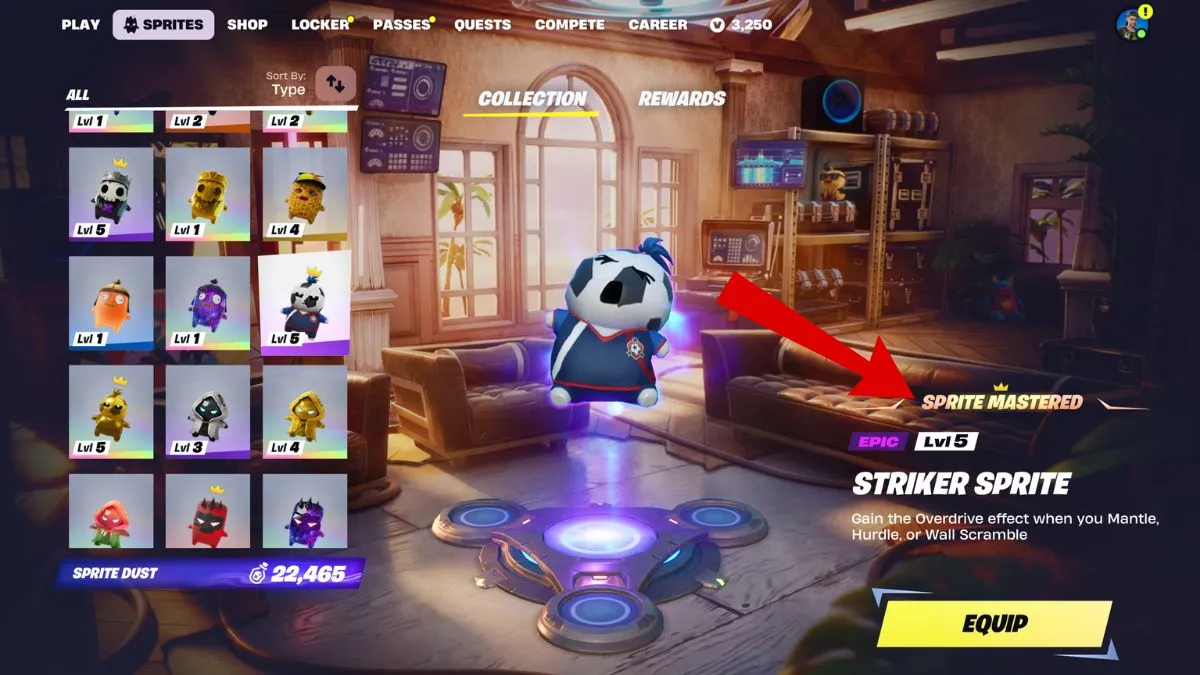 Striker Sprite masterizzato al livello 5