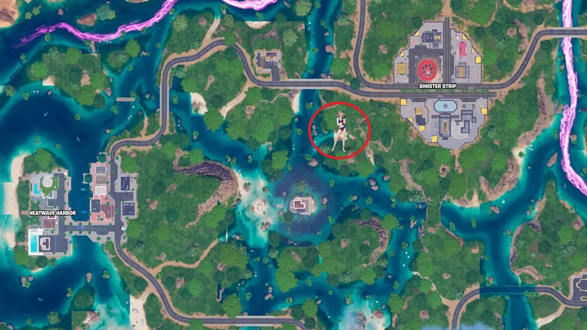 Posizione di Harley Quinn sulla spiaggia di Fortnite