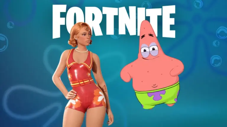 Ice Spice and Patrick Star in front of a bikini bottom background and Fortnite logo