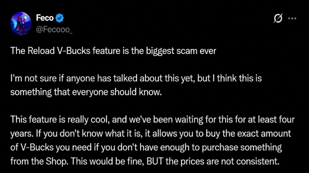 Diagramma che illustra le differenze di prezzo nella ricarica V‑Bucks