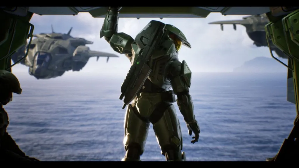 Master Chief pronto a saltare in Halo Campaign Evolved