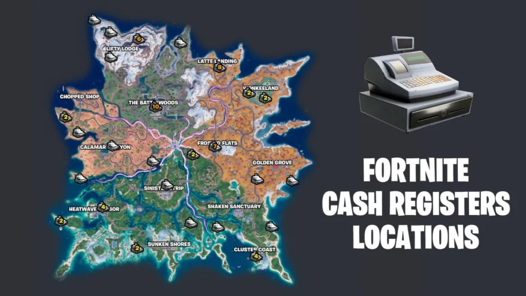 Posizioni dei Cash Registers sulla mappa di Fortnite Chapter 7 Season 3