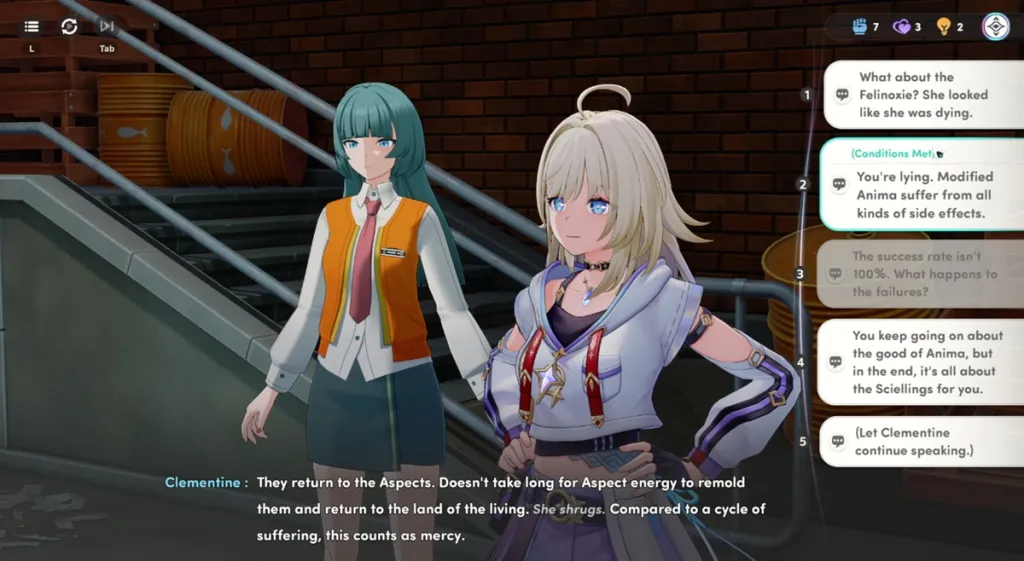 Dialoghi condizionali in Honkai Nexus Anima