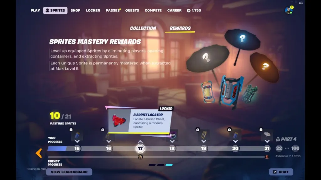 Sprite Locator nella ricompensa della Sprite Mastery