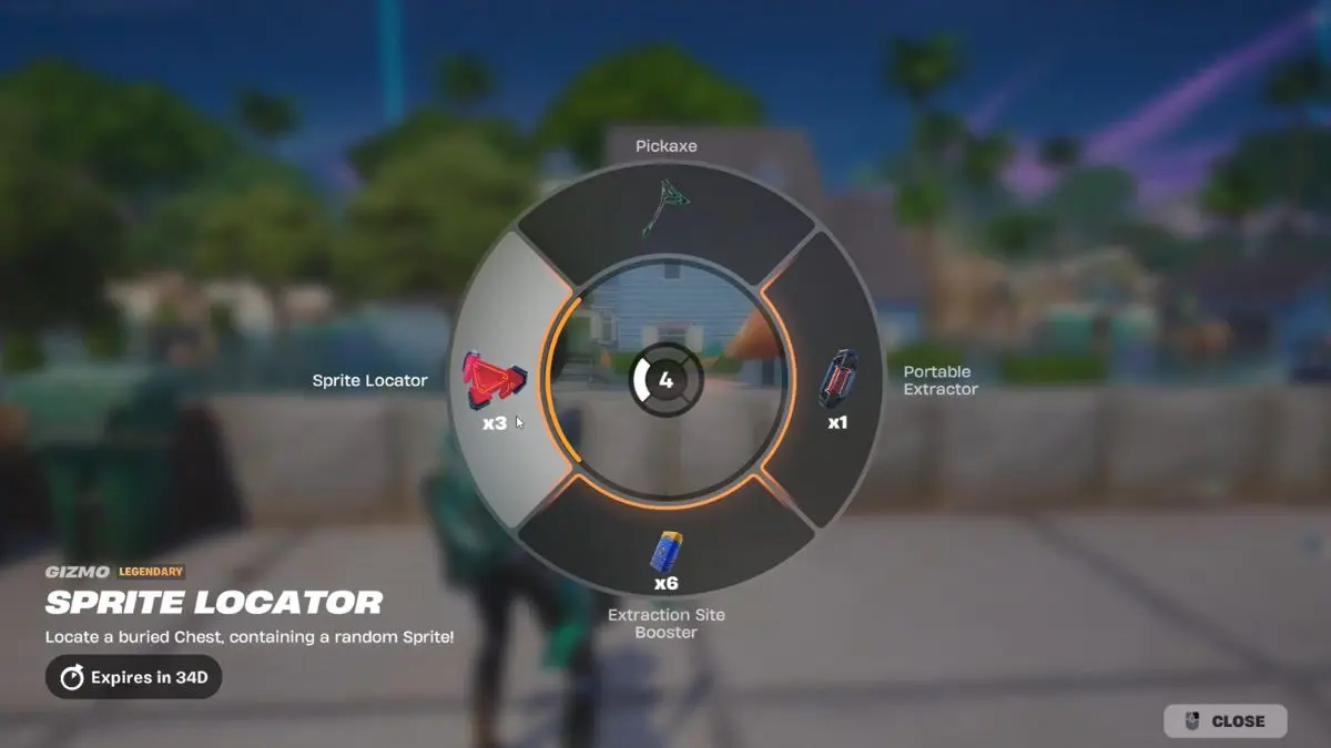 Apertura della Gizmo Wheel e selezione del Sprite Locator