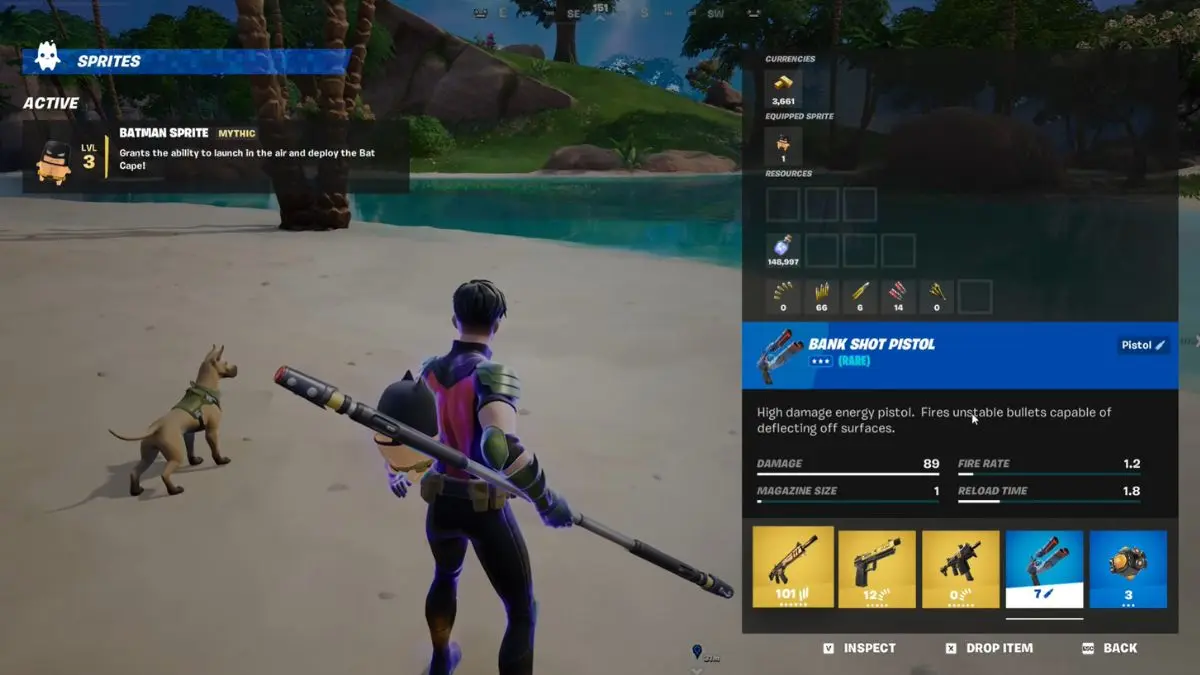 Equip the Bank Shot Pistol