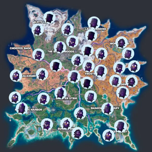 Mappa delle posizioni dei Cube Sprite in Fortnite