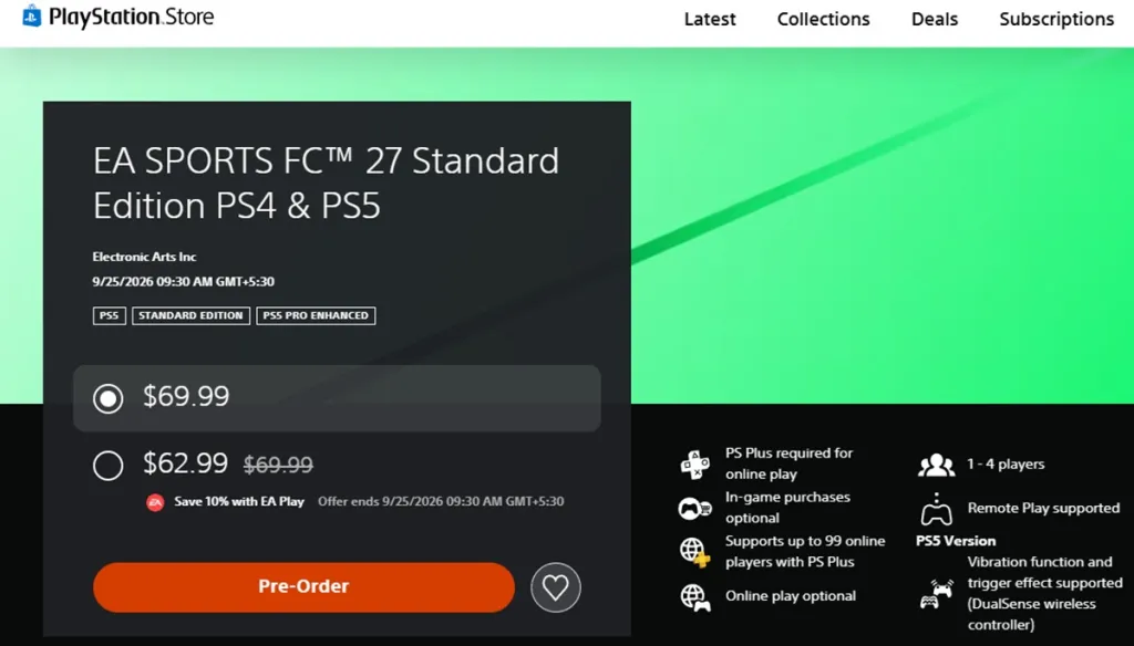 Preordine di EA FC 27 su PlayStation Store