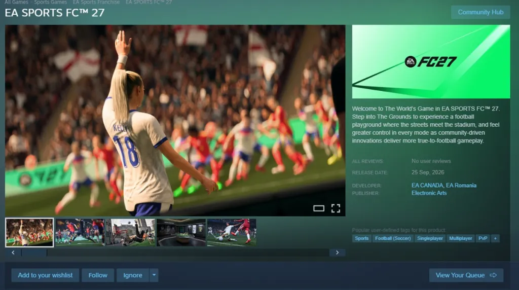 Pagina EA FC 27 su Steam