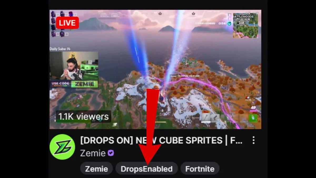Stream Twitch con tag Drops Enabled