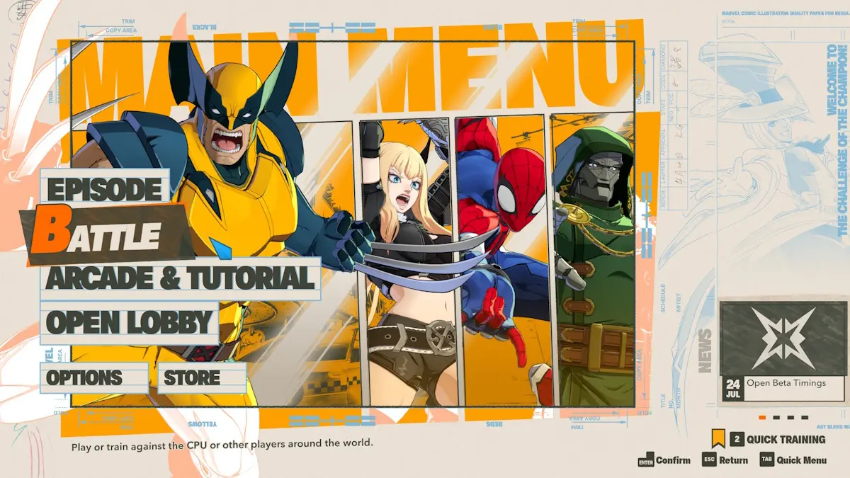 Schermata della Modalità Battle in Marvel Tokon