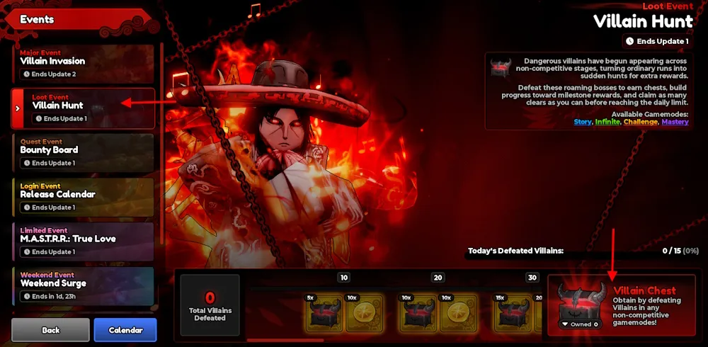 Villain Chest nella pagina Eventi di Anime Expeditions