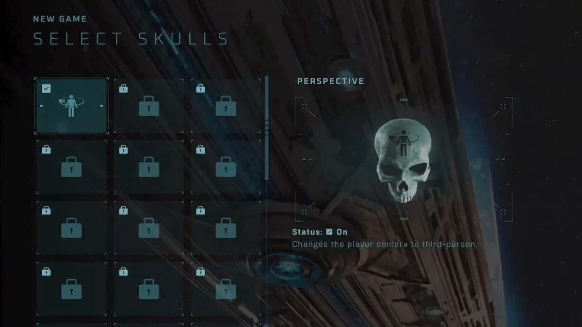 Scelta del Perspective skull nel menu di selezione delle skull