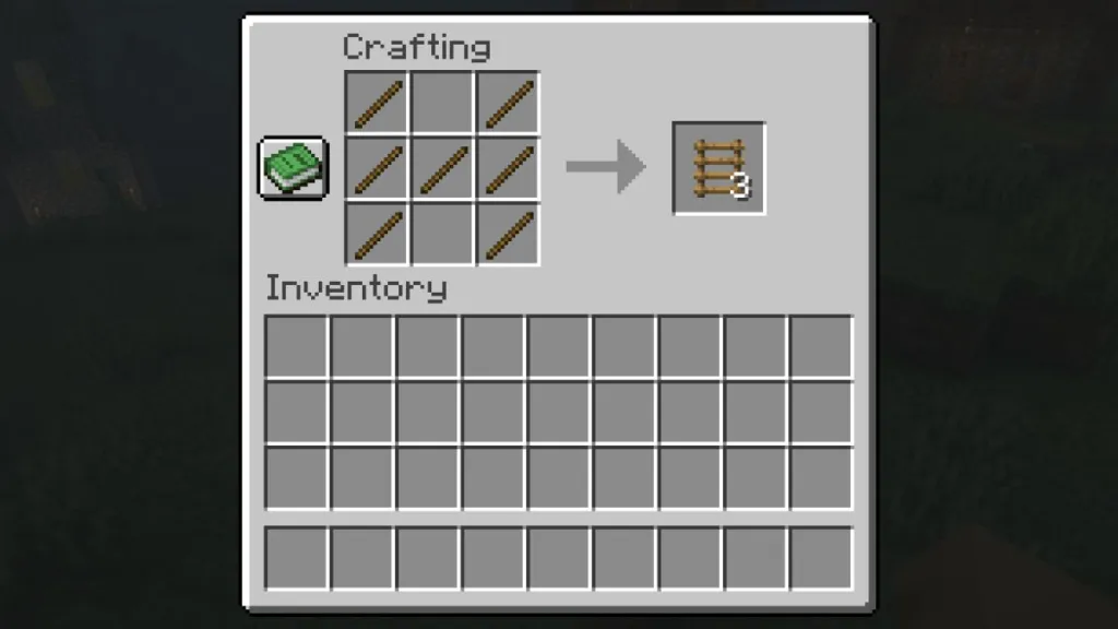 Ricetta di crafting della scala in Minecraft