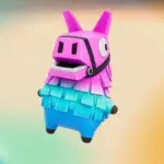 Llama Sprite In Fortnite On a Colorful Background With Logo