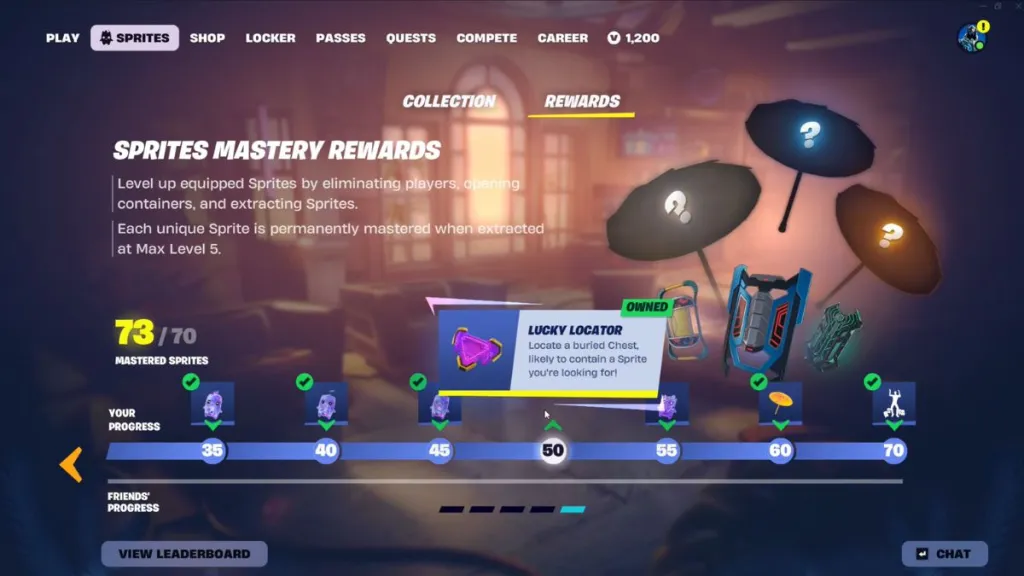 Lucky Locator nella schermata della Sprite Mastery