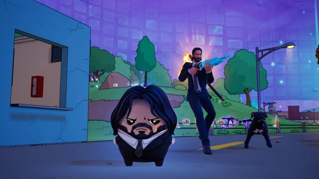 John Wick con lo Sprite e il cane in modalità Reload