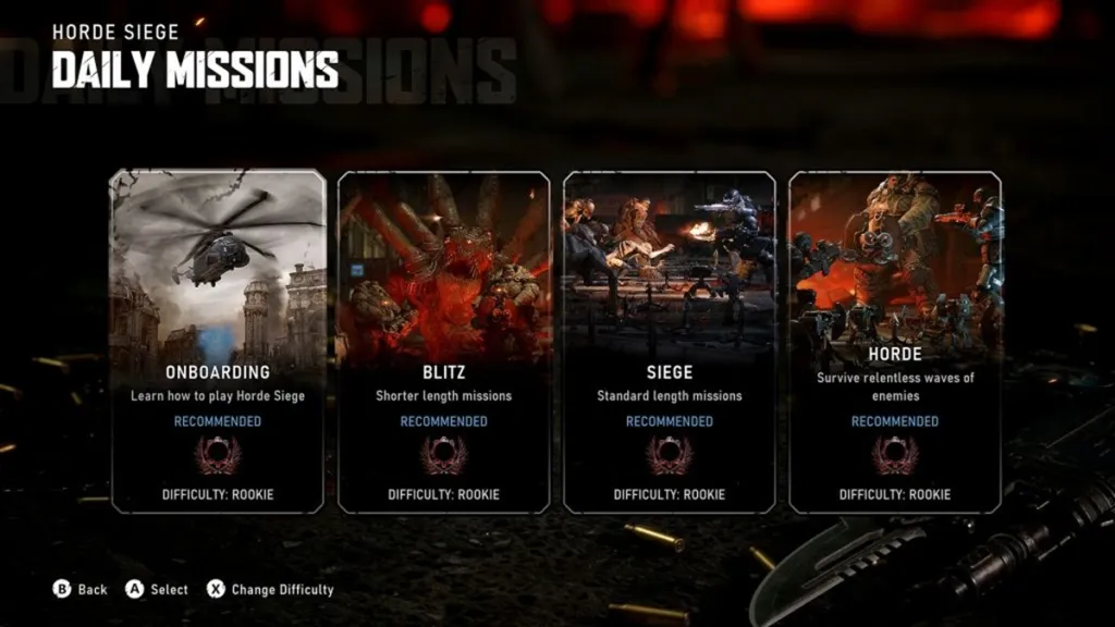 Tipi di difficoltà di Horde Siege