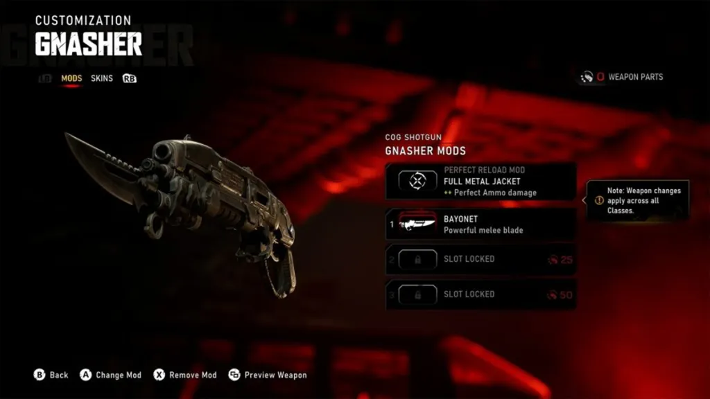 Armi e mod disponibili in Gears of War E-Day