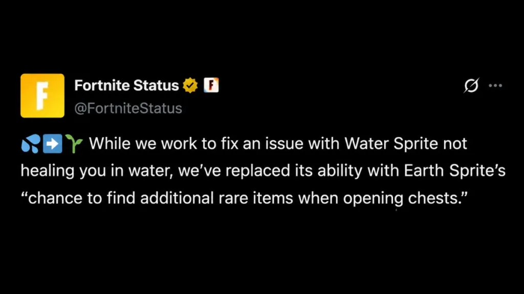 Il Water Sprite in Fortnite è stato disabilitato