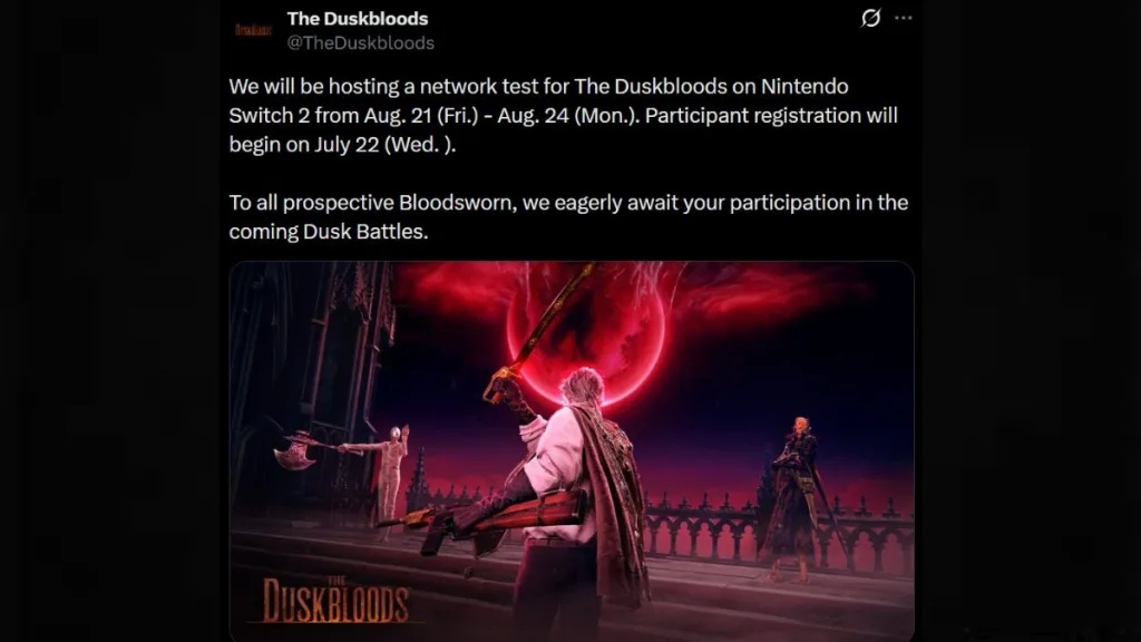 Calendario beta chiusa The Duskbloods con date e orari