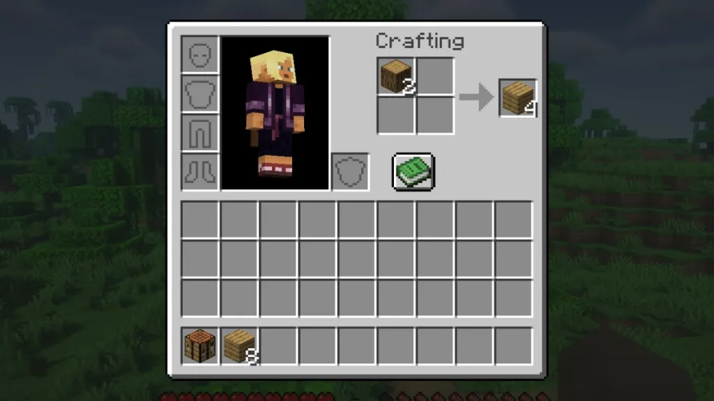 Trasformare i tronchi in plance di legno in Minecraft