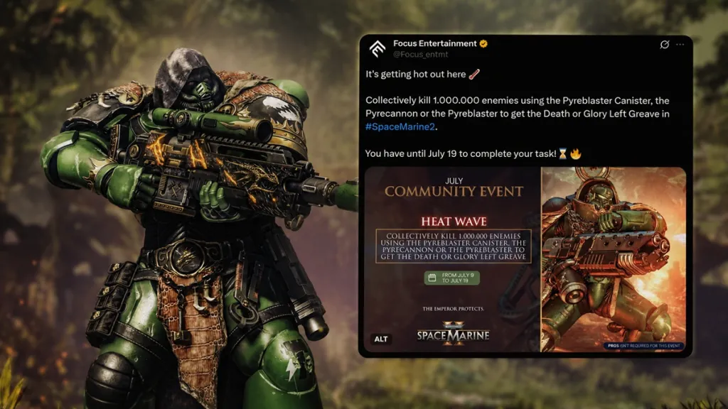 Uccidere 1.000.000 di nemici per ottenere la Death or Glory Left Greave in Warhammer 40k Space Marine 2