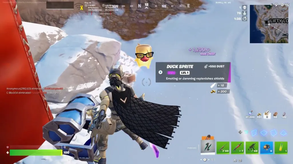 Duck Sprite trovato in una cassa rara su Fortnite Chapter 7 Season 3