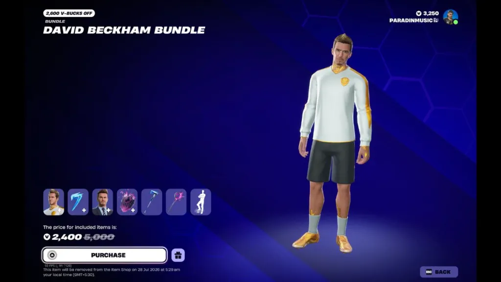 Skin di David Beckham disponibili nell'Item Shop di Fortnite