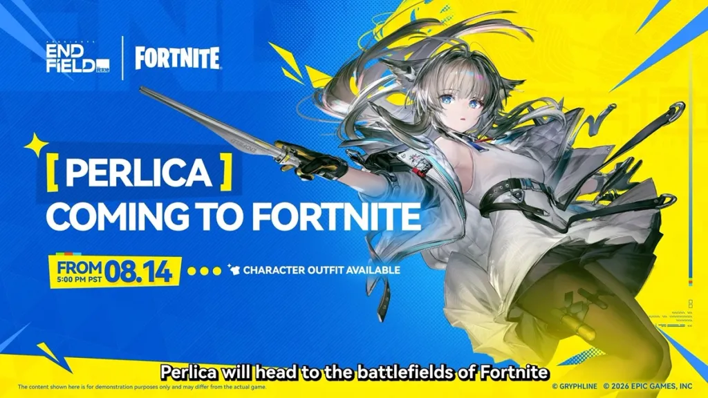 Annuncio ufficiale della collaborazione Fortnite Arknights Endfield con Perlica