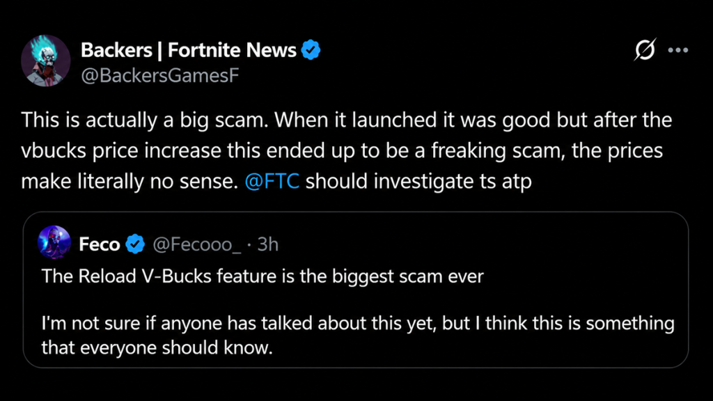 Schermata della funzione ricarica V‑Bucks in Fortnite