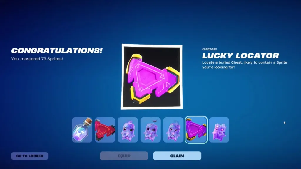 Lucky Locator in Fortnite mostrato nella lobby