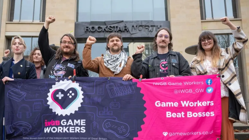 Rappresentanti dell'IWGB presso l'ufficio di Rockstar North