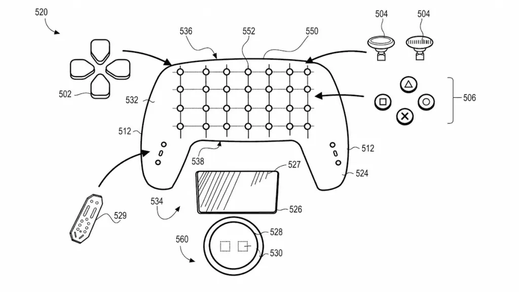 Bozza del controller PS6 con design modulare e touchscreen