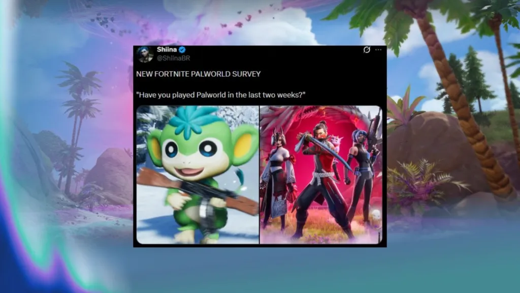 Screenshot del sondaggio Epic Games su Palworld