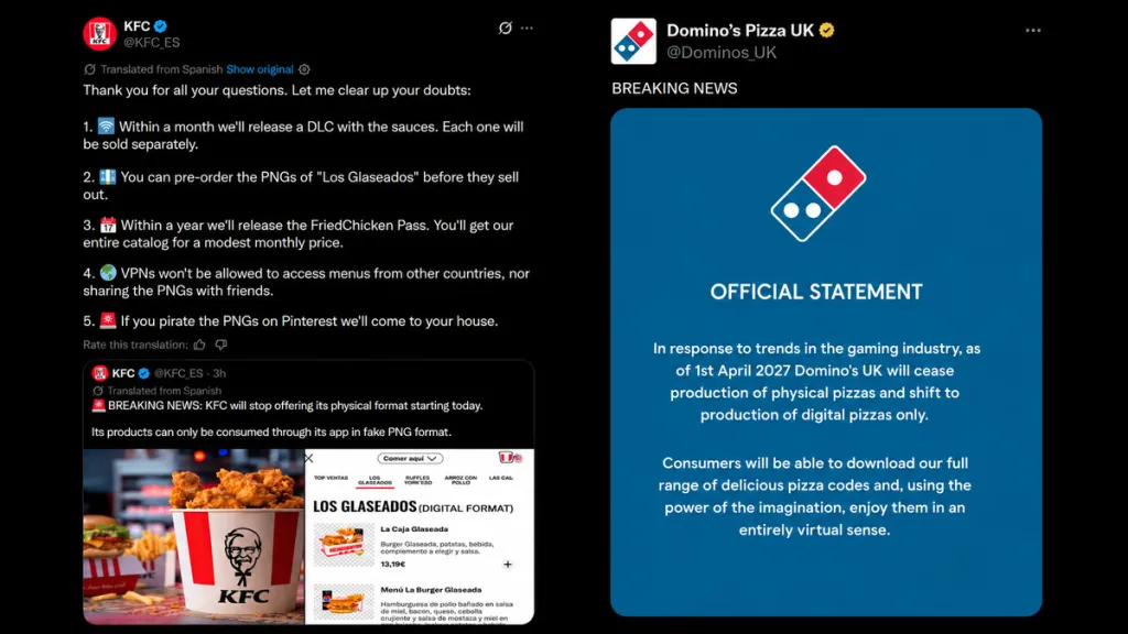 Domino's e KFC prendono in giro il passaggio digitale di PlayStation
