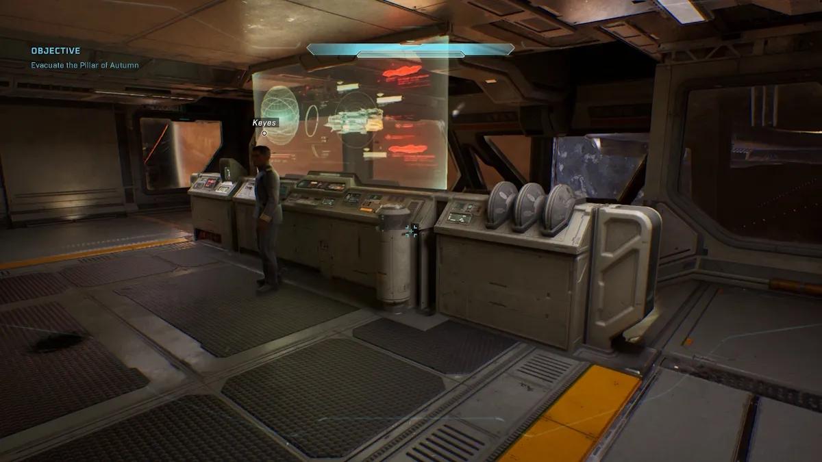 Mazzo di comando da raggiungere dopo il dialogo con il Capitano Keyes in Halo Campaign Evolved