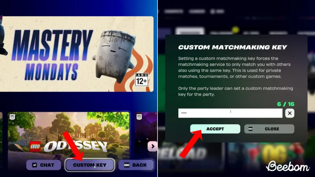 Creazione di una lobby personalizzata in Fortnite per attivare il glitch