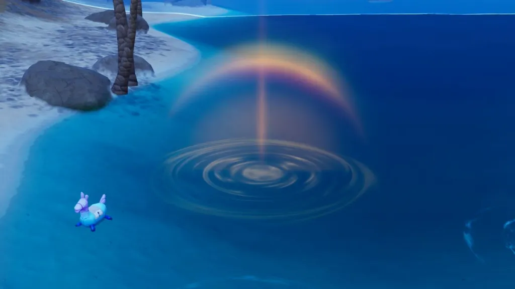 Golden Fishing Spots che brillano nell'acqua di Fortnite Capitolo 7 Stagione 3