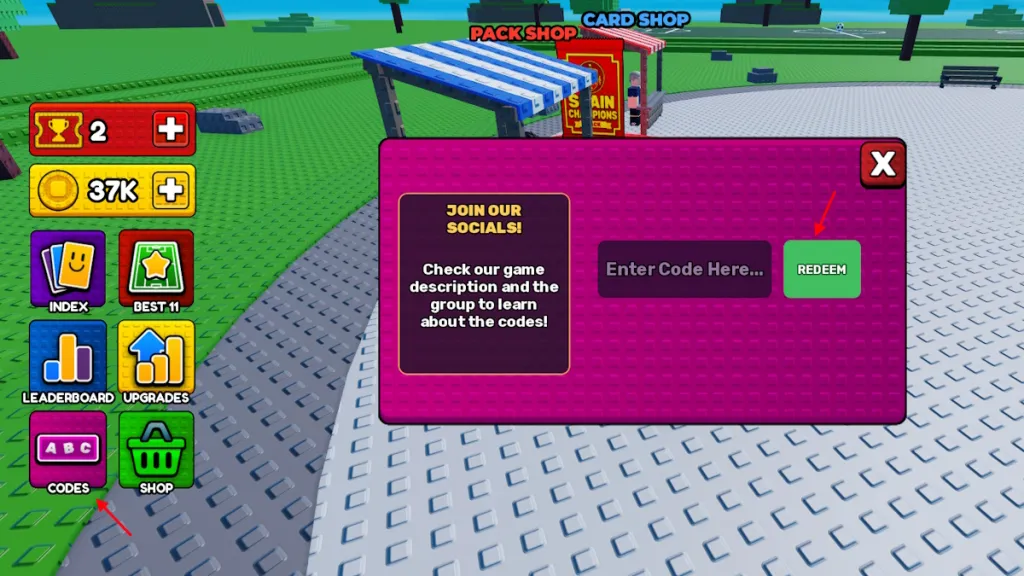 schermata di riscossione dei codici Win a World Championship su Roblox