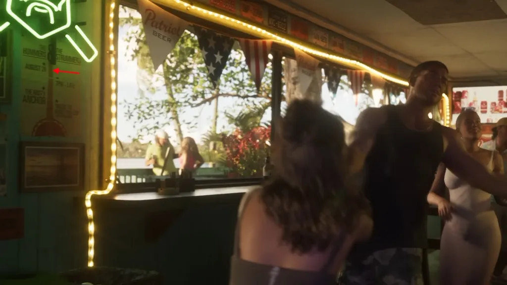 Poster sul muro del motel nel secondo trailer di GTA 6 con la data 24 agosto