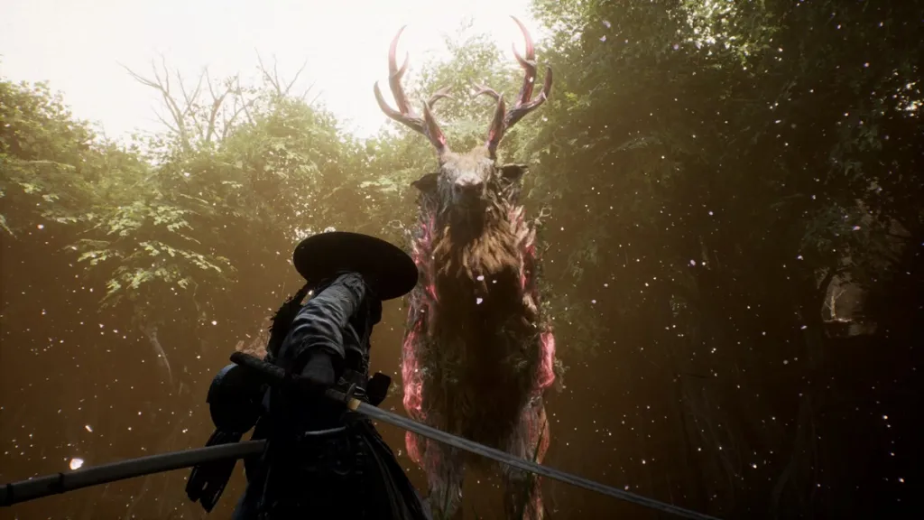 Emma affronta un boss nella foresta di Beast of Reincarnation