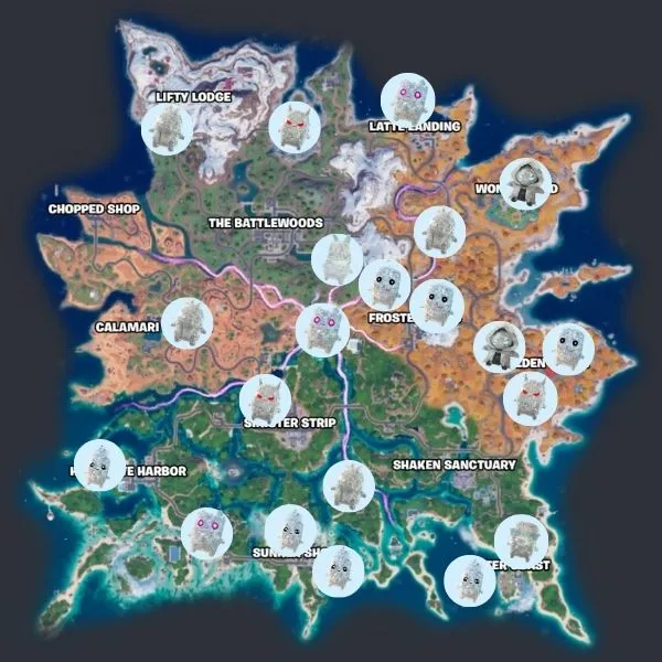 Posizioni delle Gem Sprite sulla mappa di Fortnite