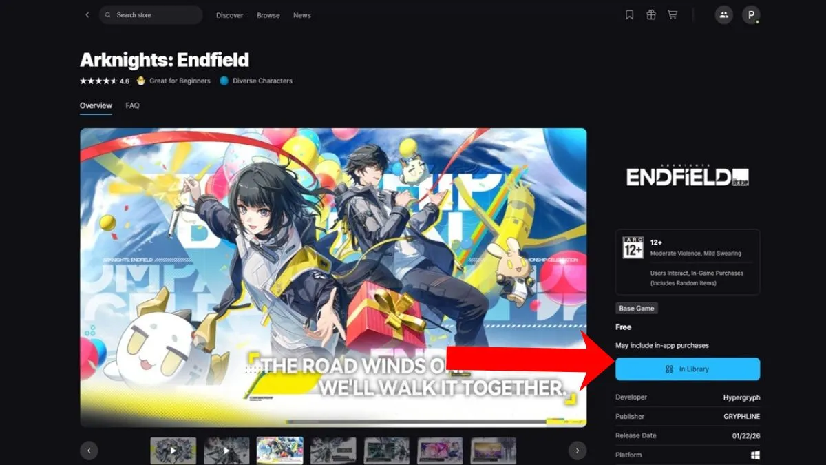 Pagina di Arknights: Endfield su Epic Games Store
