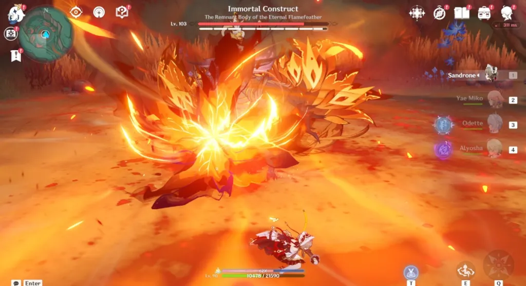 Attacco ad area dell'Immortal Construct da evitare