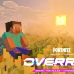 Steve in Minecraft with the logo for Fortnite Chapter 7 Season 4
