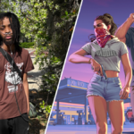 Jerry Fort (left), Lucia and Jason on the GTA 6: Extended Look promo art (right).