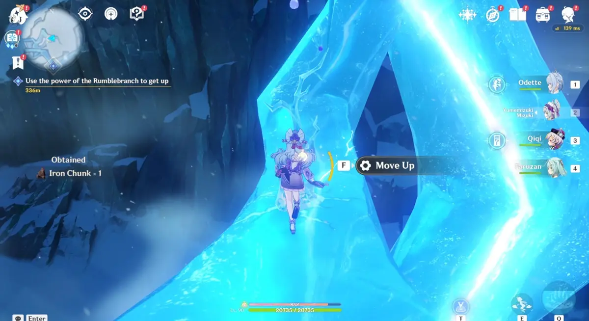 Miniboss Expedition Returner in lotta contro il giocatore