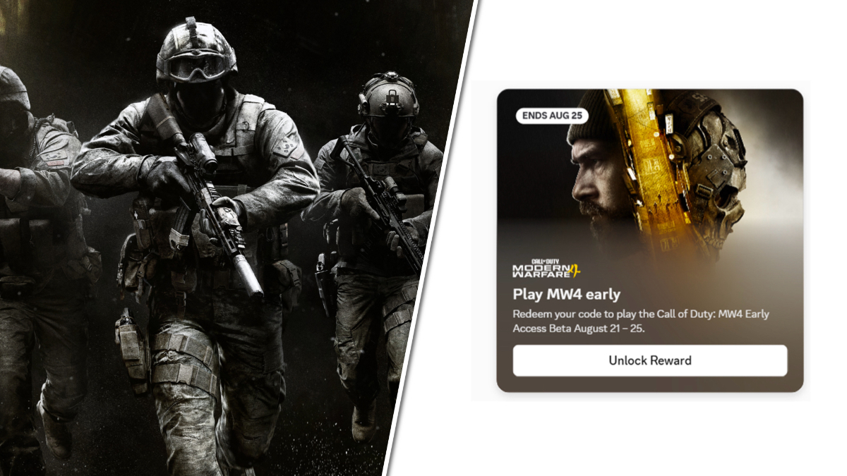 Call of Duty Modern Warfare 4 covr image featuring a group of soldiers (left), the Modern Warfare 4 Beta Discord Nitro promotion on the